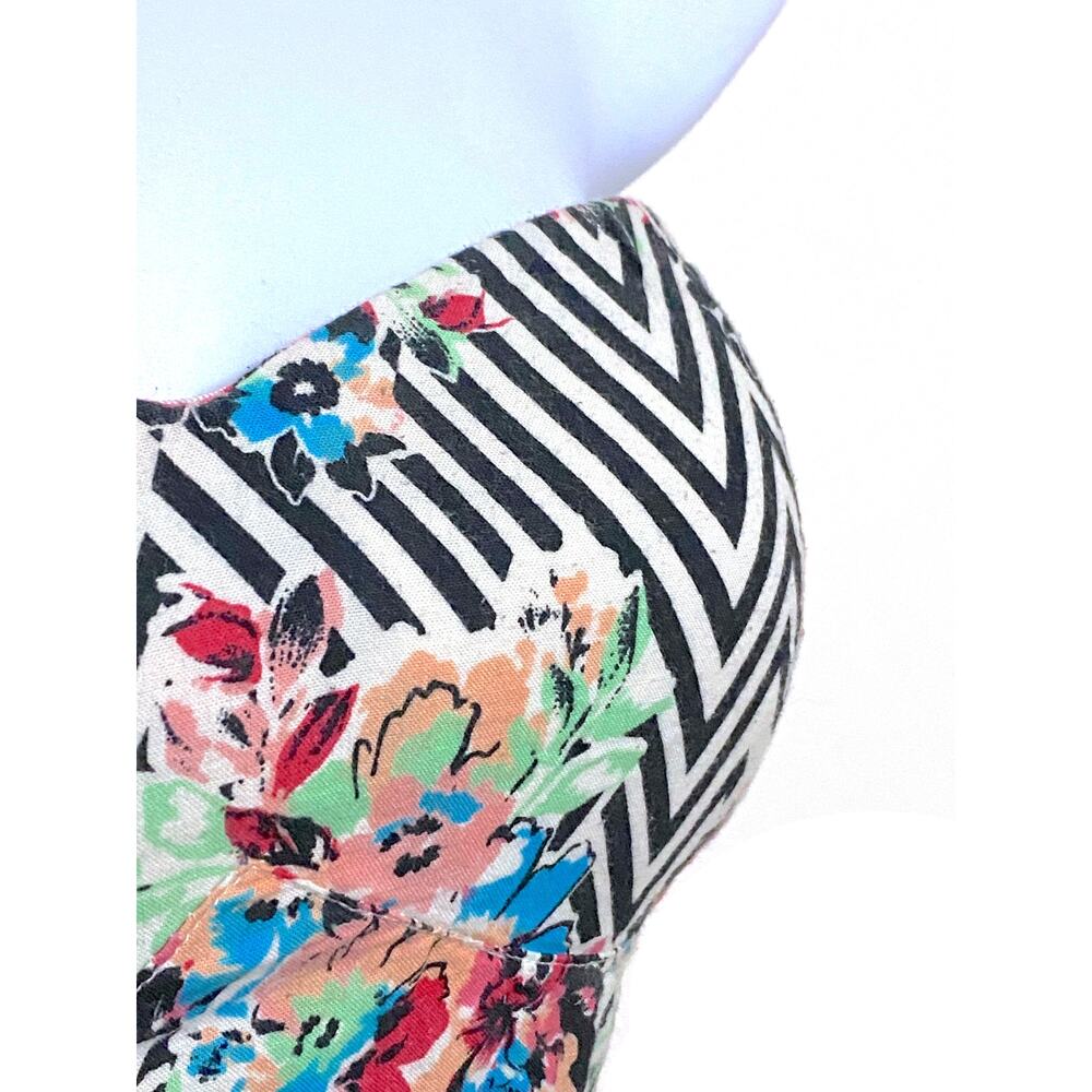 No Boundaries Babydoll Strapless Mini Dress S Smocked Floral Zig Zag Summer Y2K - Picture 3 of 8